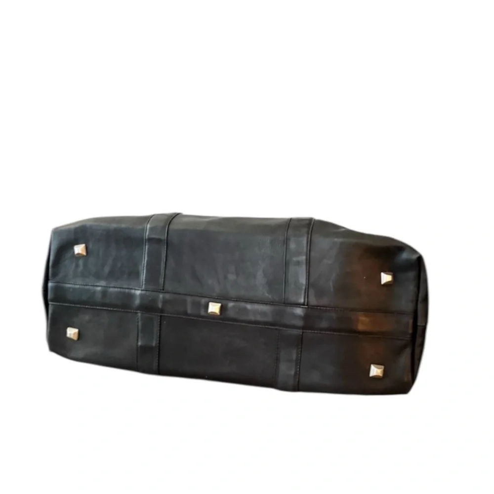 NHL Engraved Logo Latico Black 100%‎ Leather Duffel Travel Bag